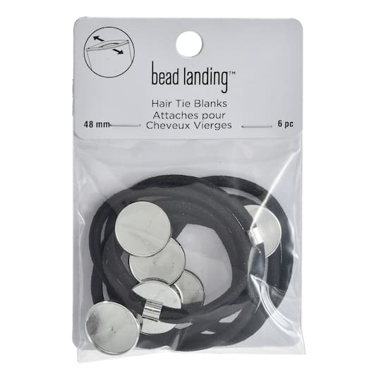 Black Hair Ties with 17.7mm Circle Blanks